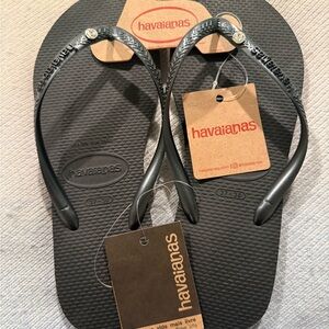 Havaianas Women's Black Sandals With Rhinestone